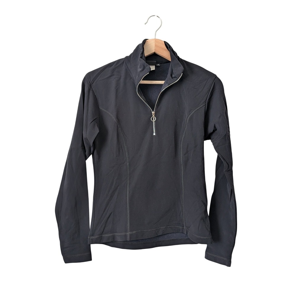 Nils Sportswear Womens Black‎ Quarter Zip Fleece Lined Pullover Mock Neck Top M